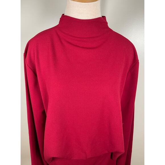 SER.O.YA Mave Long Sleeve Mock Neck Open Back Ruby Red Mini Dress Size Large - Picture 4 of 13